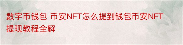 数字币钱包 币安NFT怎么提到钱包币安NFT提现教程全解