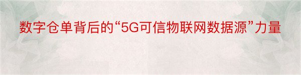 数字仓单背后的“5G可信物联网数据源”力量