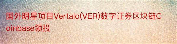 国外明星项目Vertalo(VER)数字证券区块链Coinbase领投