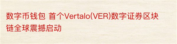 数字币钱包 首个Vertalo(VER)数字证券区块链全球震撼启动
